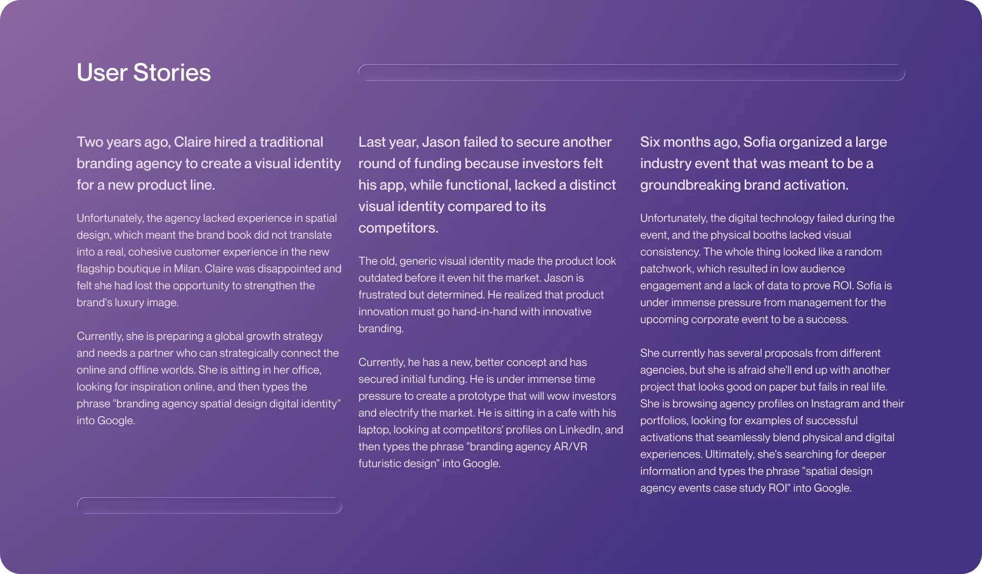 AURA Studio - User Stories Long